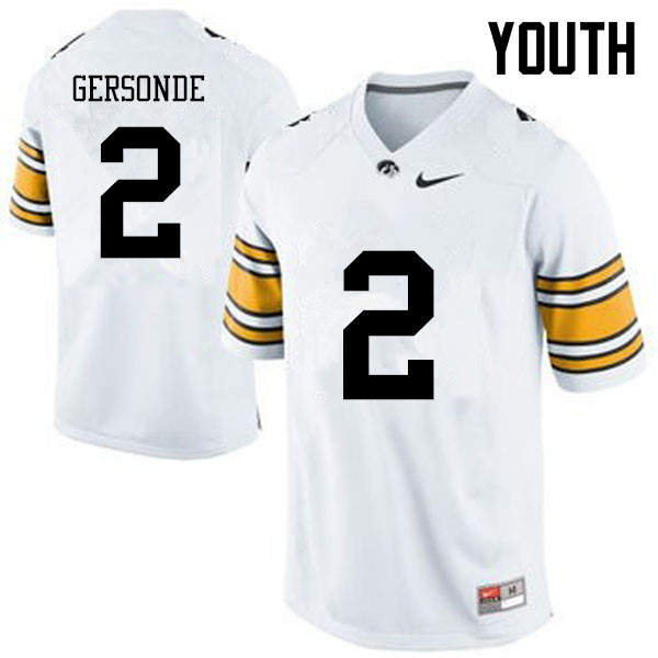 Youth Iowa Hawkeyes #2 Ryan Gersonde College Football Jerseys-White - Click Image to Close